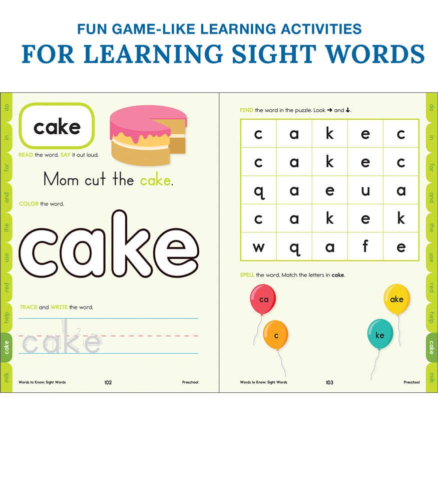 Words to Know Sight Words, Grade Preschool