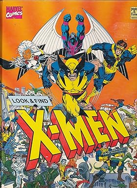 X-Men comic book cover with characters and 'Look & Find' text on an orange background