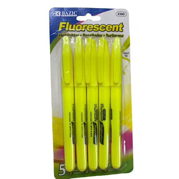 Fluorescent Highlighters 5pack