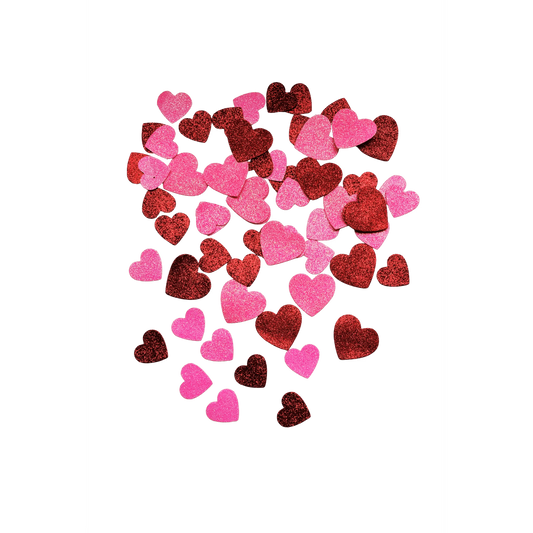 Glitter Heart Table Scatter, Red & Pink, 60 Pieces