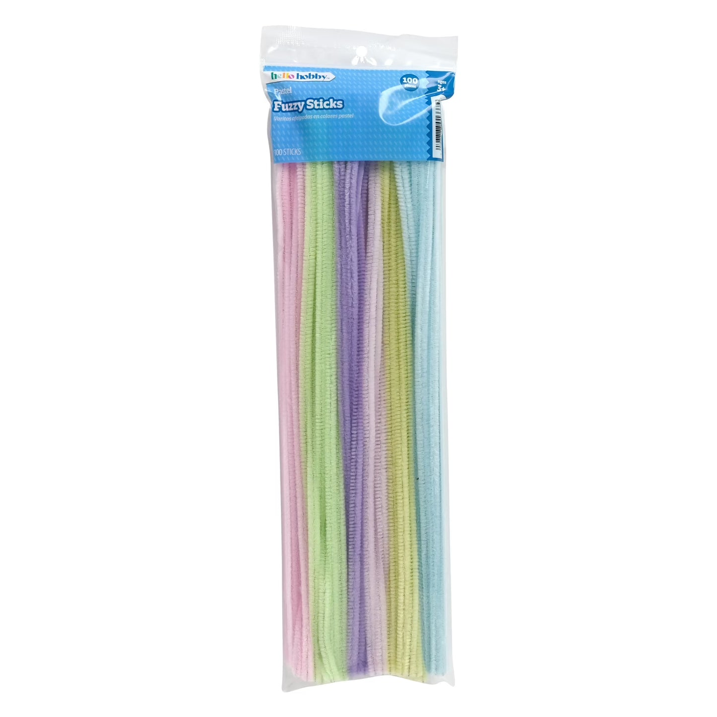 Hello Hobby Fuzzy Sticks, 100 Count, Pastel
