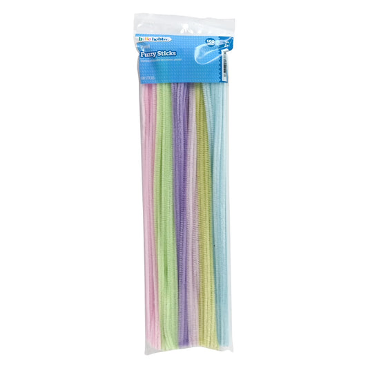 Hello Hobby Fuzzy Sticks, 100 Count, Pastel
