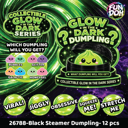 Fun Doh Glow In Dark Mystery Dumpling Squishy Black Basket:
