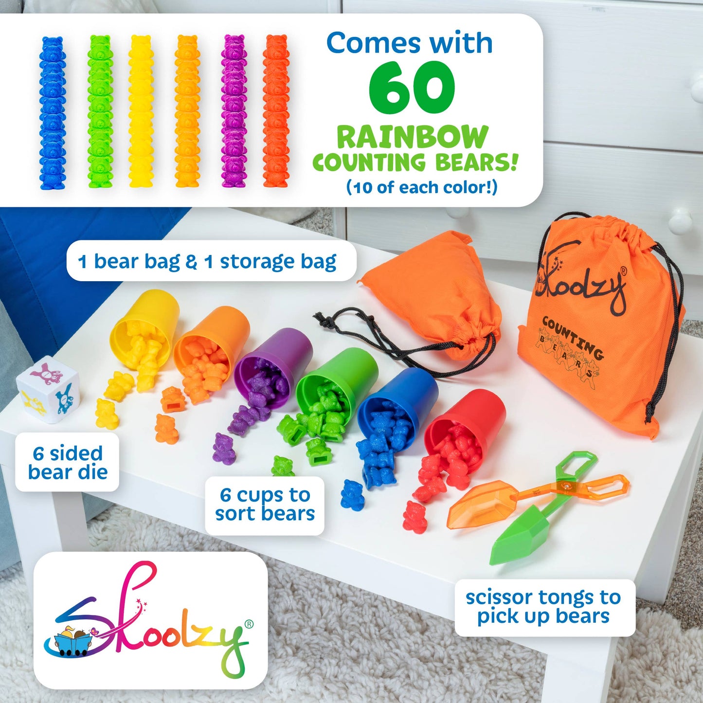 Skoolzy Rainbow Counting Bears Toddler Toys For 3 Year Old G