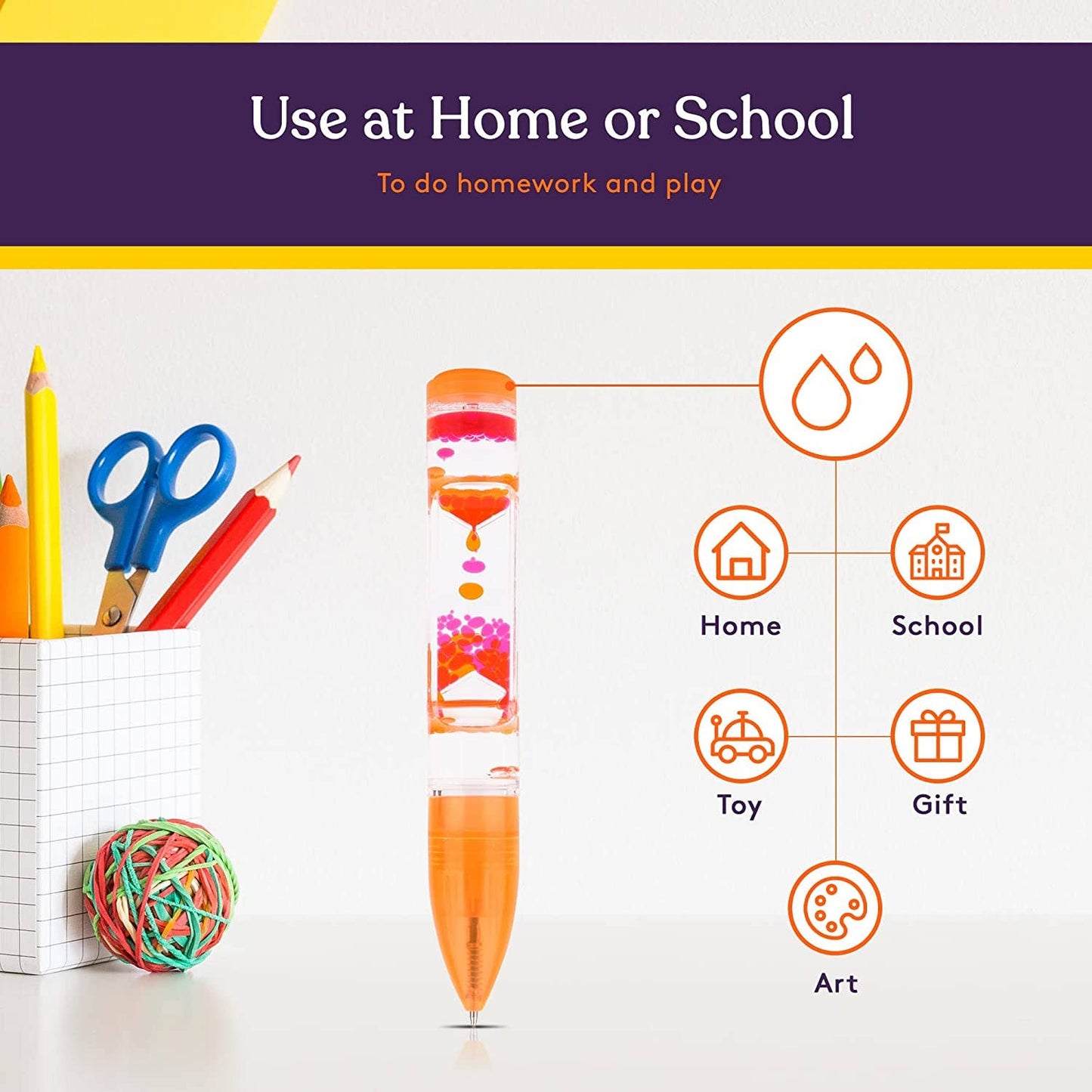 Liquid Motion Pens, 6 Pack Colorful Hourglass Timer Pens with Droplet Movement