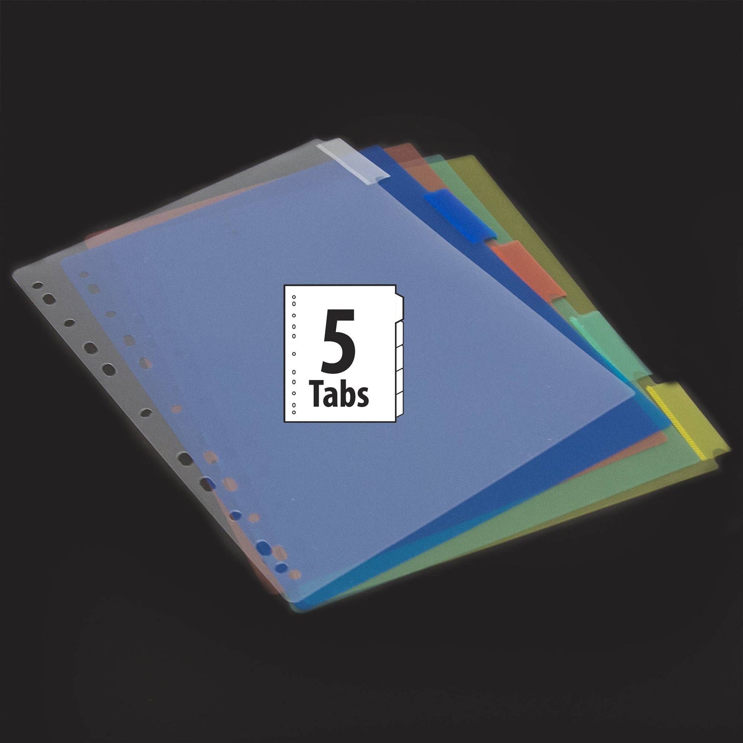 3 Ring Binder Dividers With Insertable Color Tabs: 5-insertable color tabs