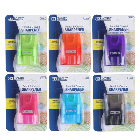 Pencil Sharpener with Receptacle, Assorted Colors