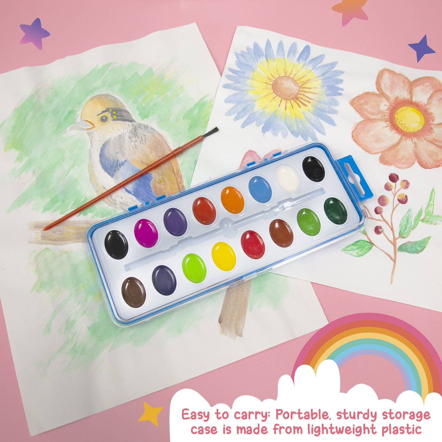 Semi Moist Watercolor w/ Brush 16 Ct.: 24