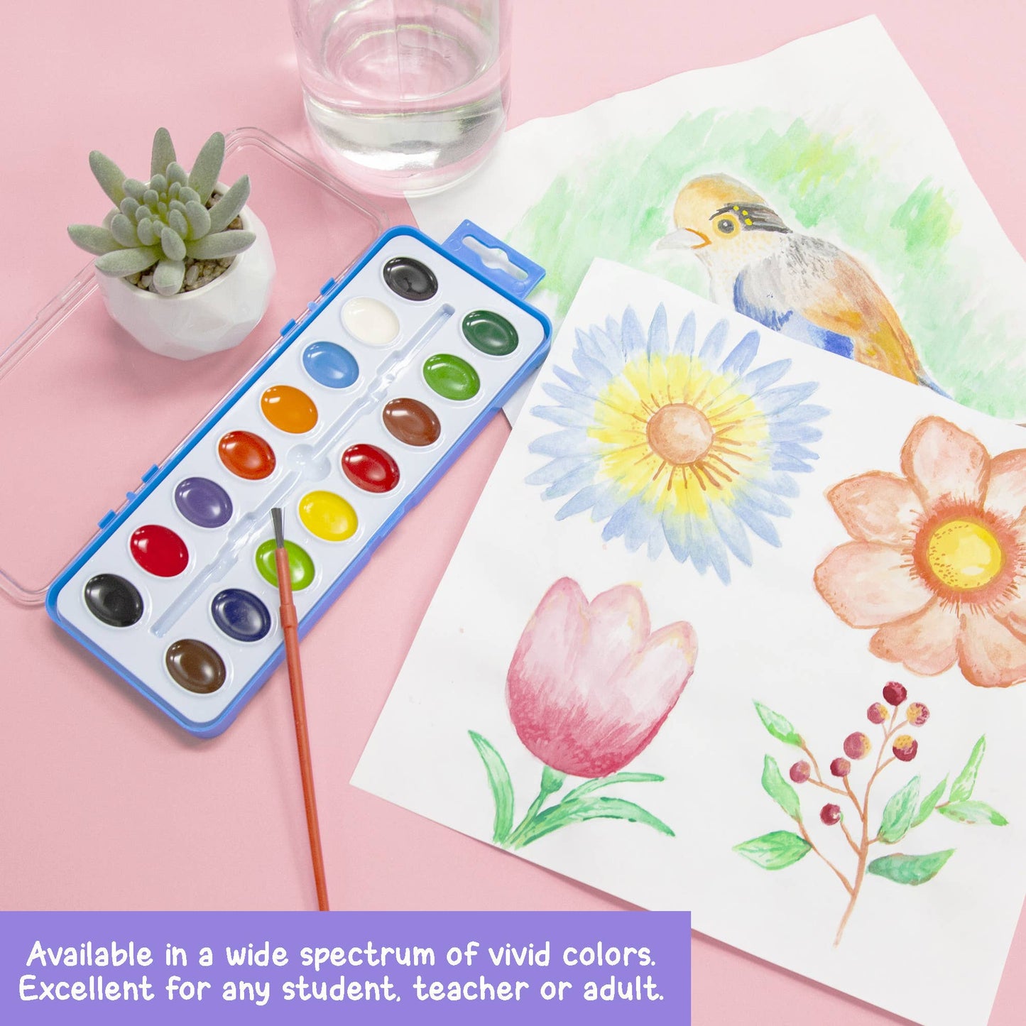 Semi Moist Watercolor w/ Brush 16 Ct.: 24