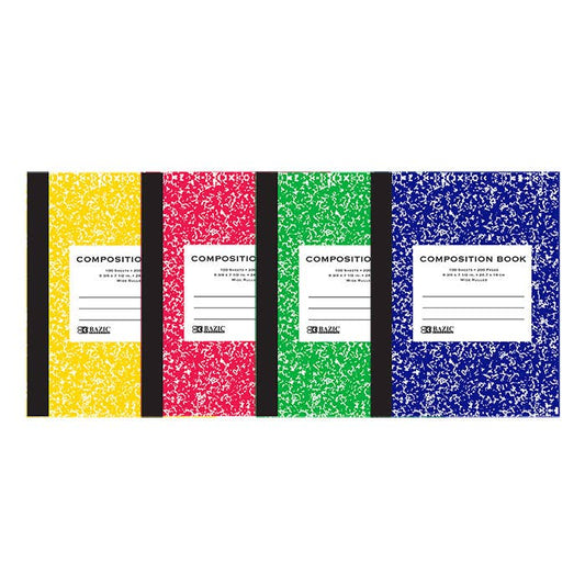 Marble Composition Book: Assorted wide rulled
