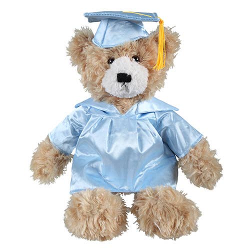 Graduation Beige Brandon Bear 12”: Baby blue