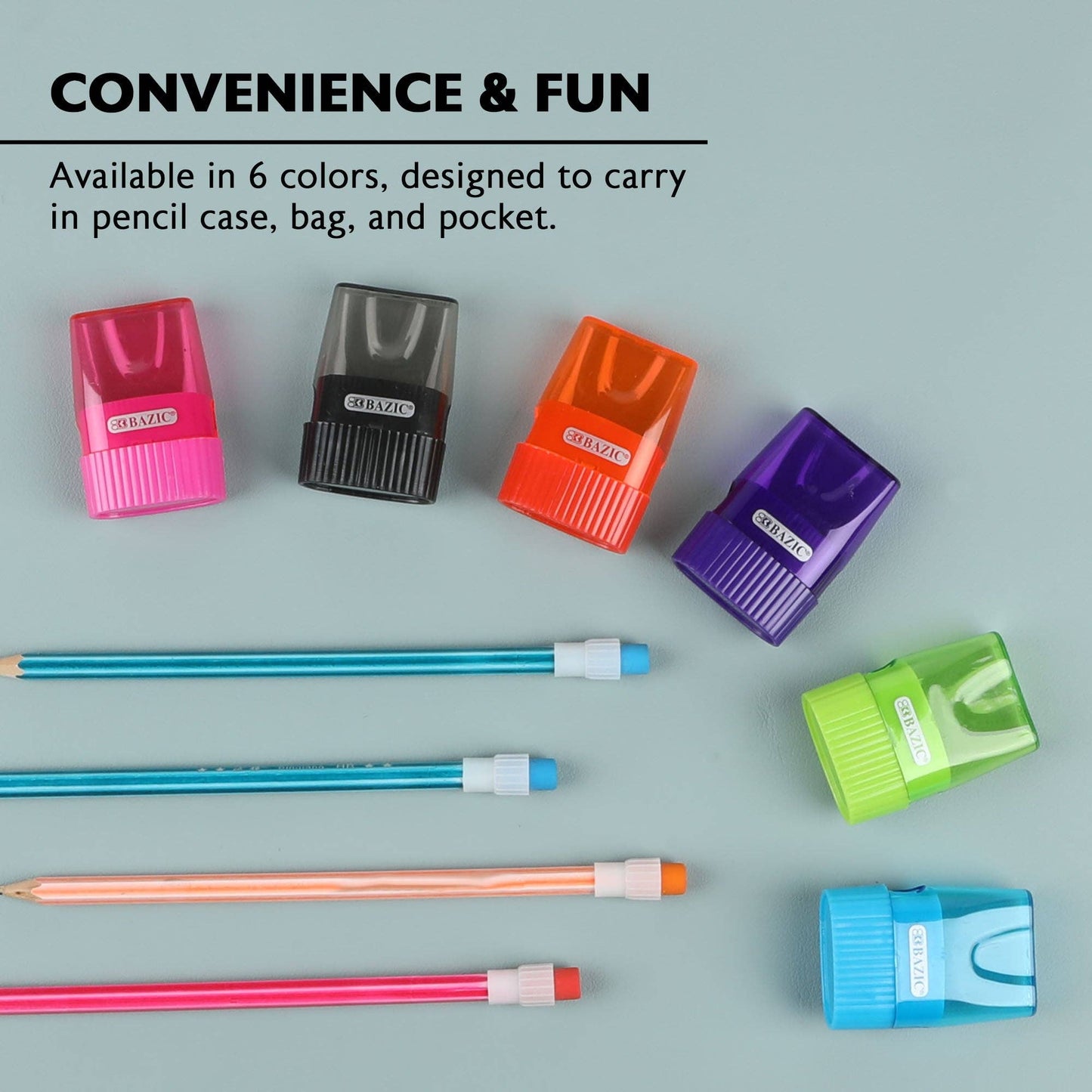 Pencil Sharpener with Receptacle, Assorted Colors