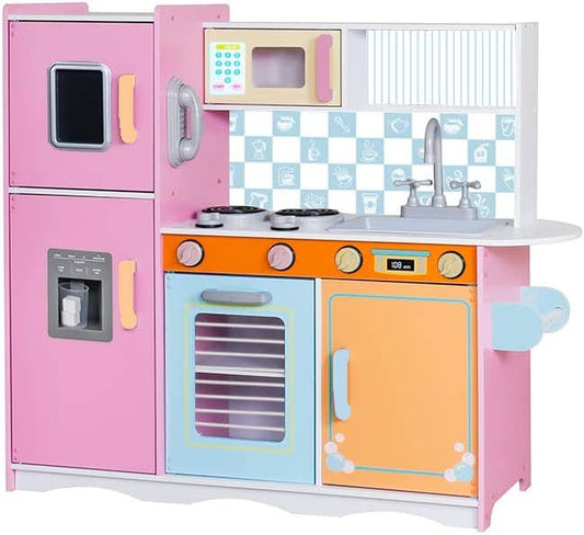 Kids Kitchen Set, Pretend Wooden Kitchen Playset: Colorful