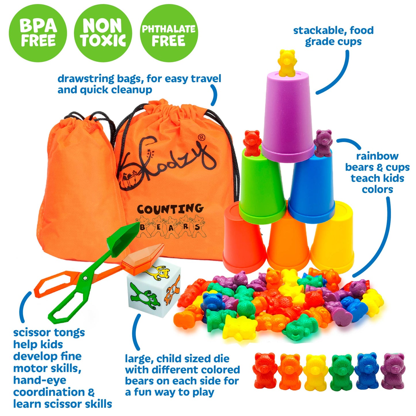 Skoolzy Rainbow Counting Bears Toddler Toys For 3 Year Old G