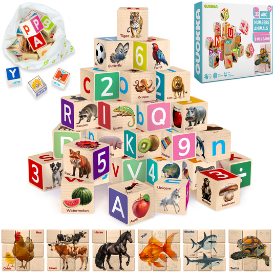 Montessori Wooden Blocks | 35 Realistic ABC Blocks