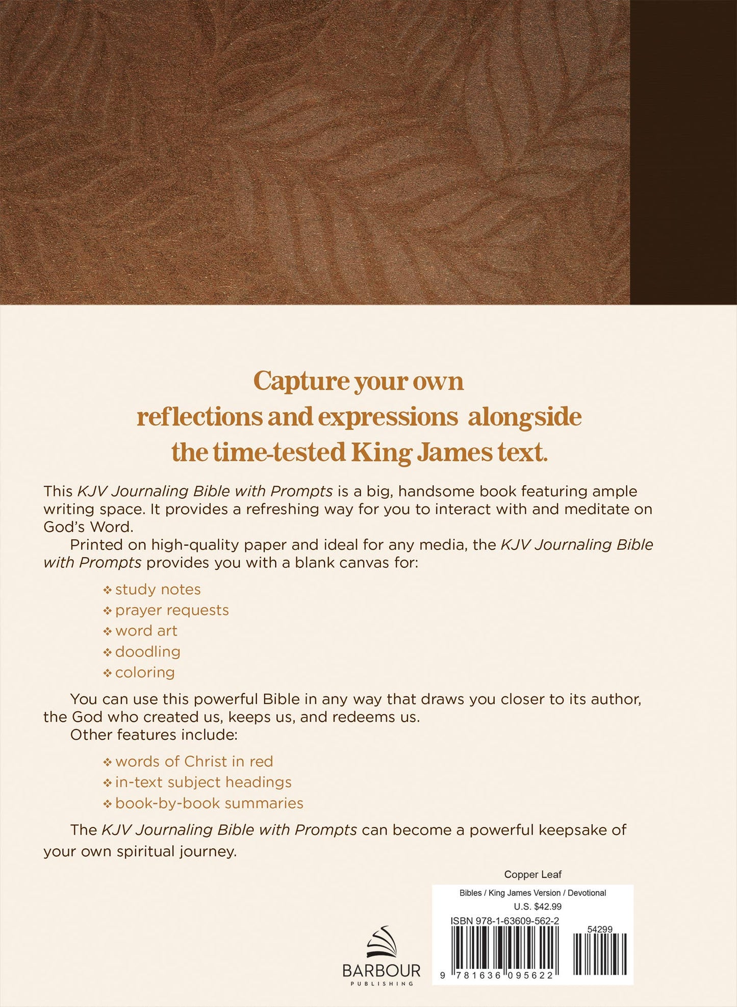 KJV Journaling Bible with Prompts [Copper Leaf]