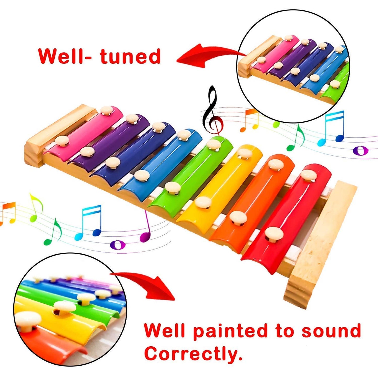 Rainbow Xylophone Instrument with Sticks