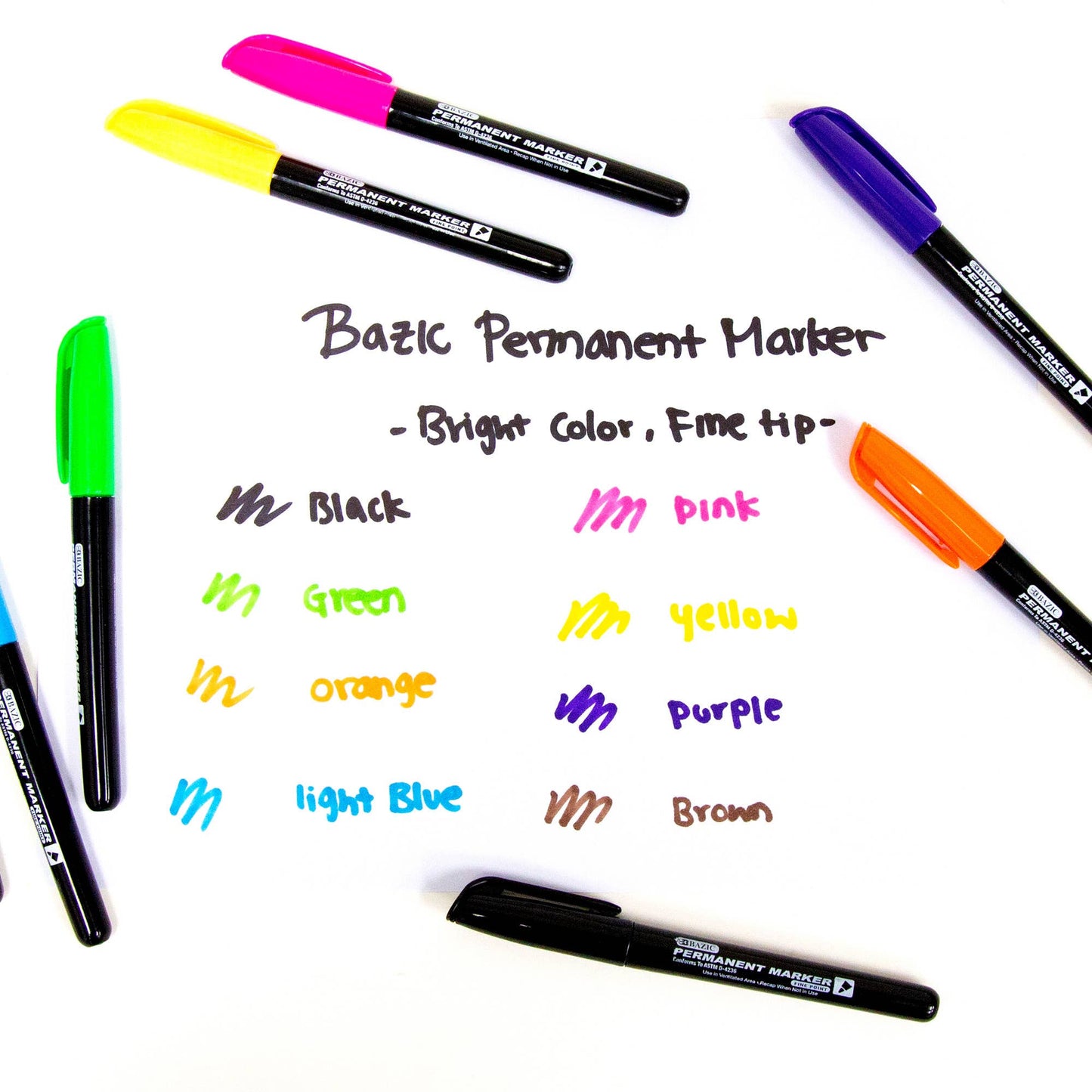Fine Tip Bright Color Permanent Markers (5/Pack): 24