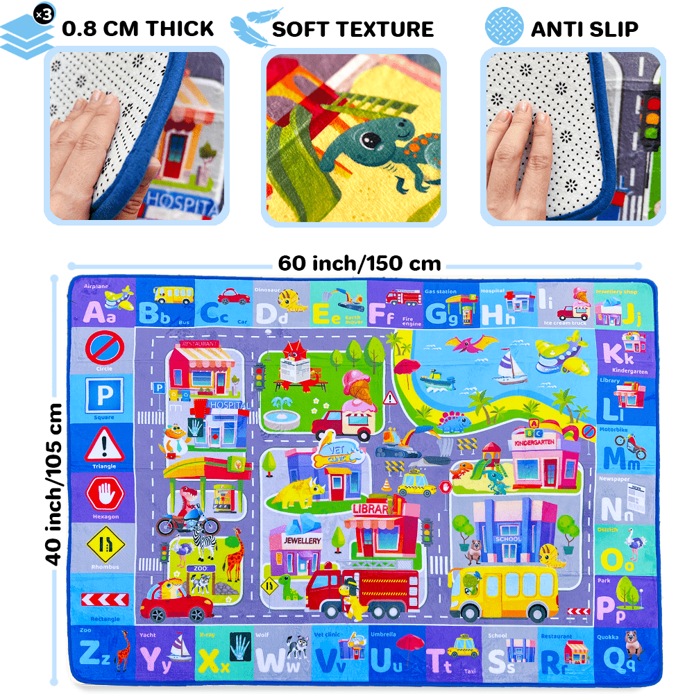 Floor Playmat | Super Soft Plush ABC Play Mat for Kids