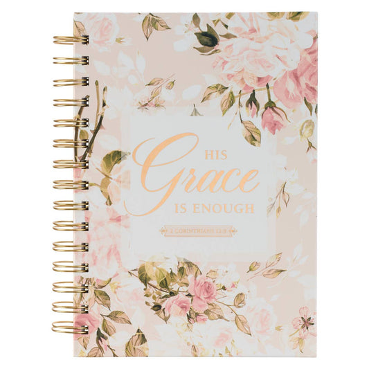 His Grace is Enough Blush Pink Floral Large Wirebound Journa