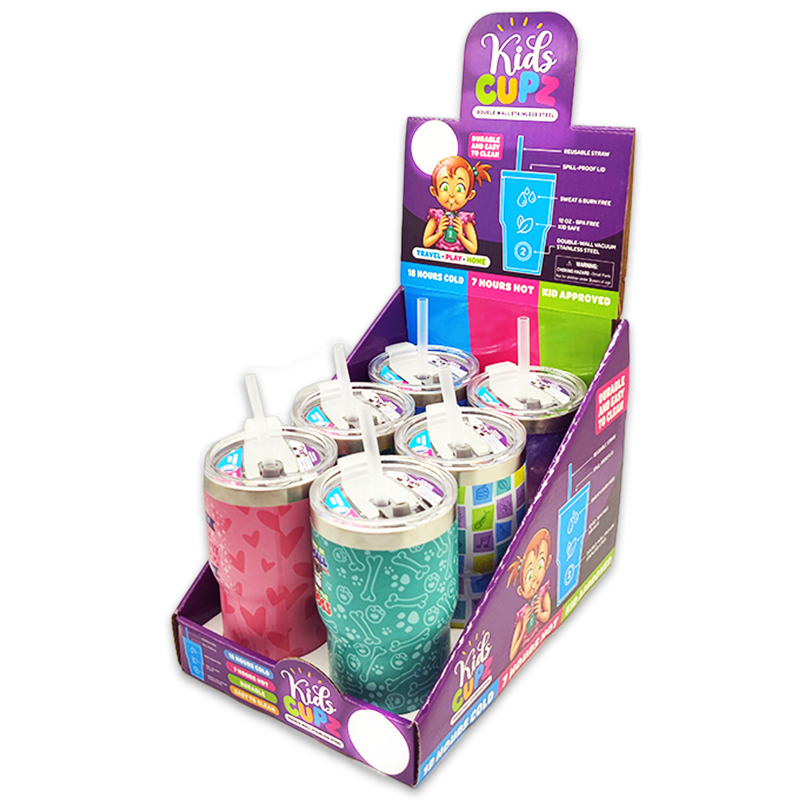 12OZ INSULATED KIDS CUPZ 6 PIECES PER DISPLAY