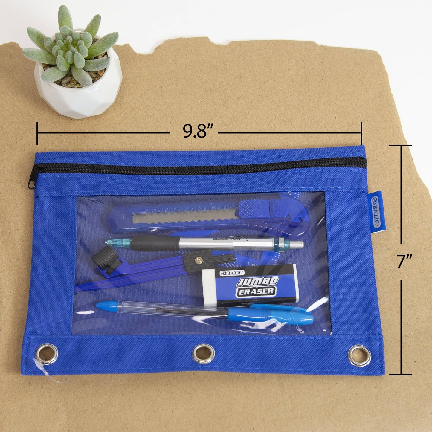 Pencil Pouch 3 Ring Binder Pouch w/ Clear Window