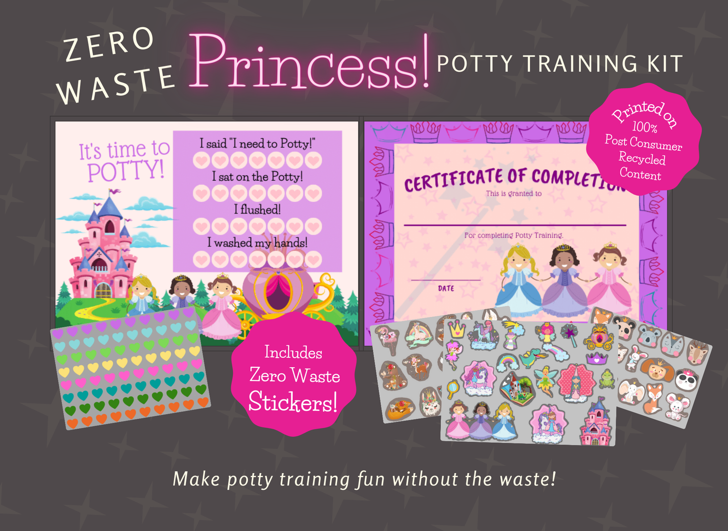 Princess Potty Training Kit with Zero Waste Stickers