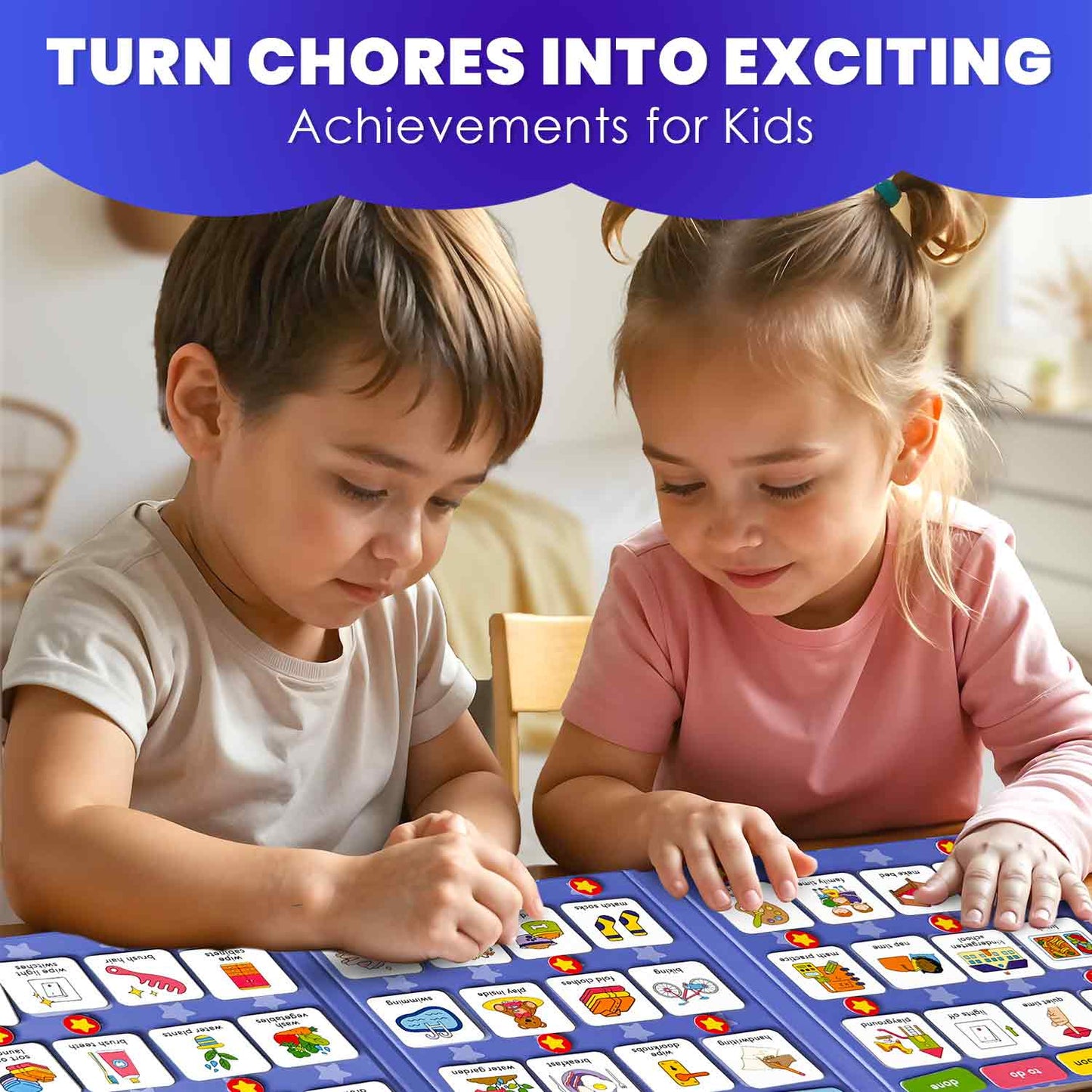 Magnetic Chore Chart for Kids | 72 Routine Magnets & Star Rewards