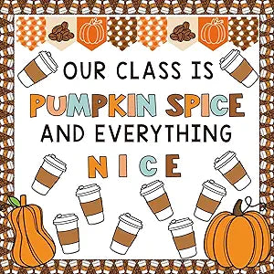 Fall Pumpkin Coffee Cup Bulletin Board Decoration Set Latte Pumpkin Spice and Everything Nice