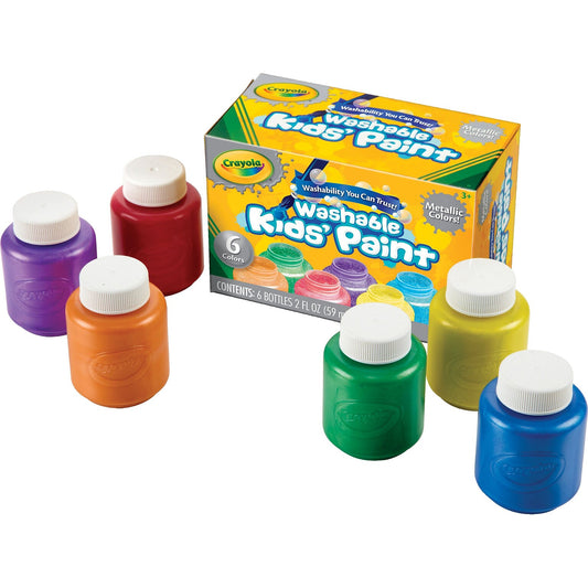 Crayola Washable Kids Paint, Assorted Colors, 2 oz., 6/Set