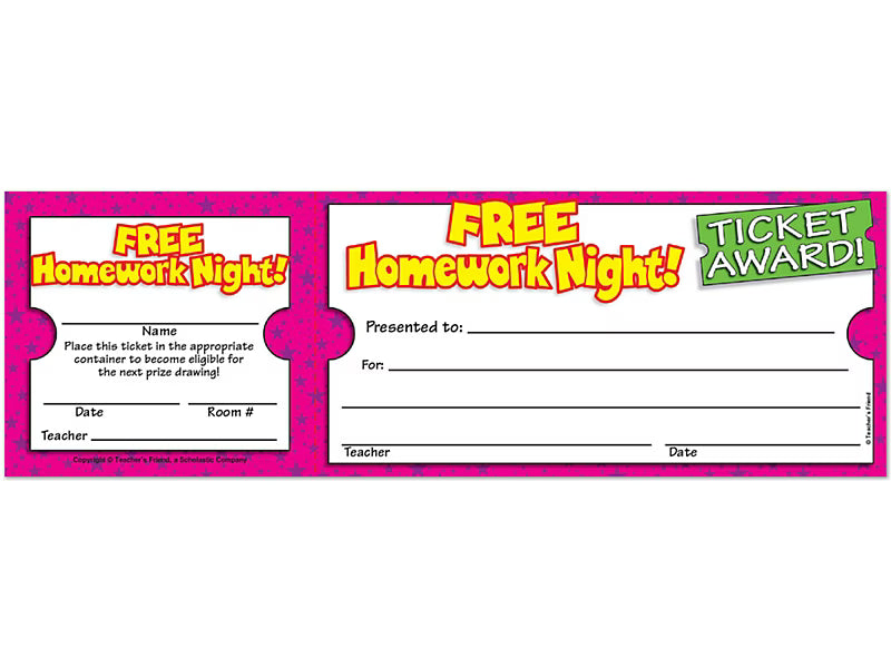 Free Homework Night Ticket Awards