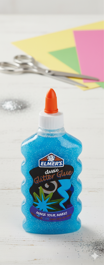 Elmer's 2022912 Liquid Glitter Glue, Washable, Blue, 6 Ounces