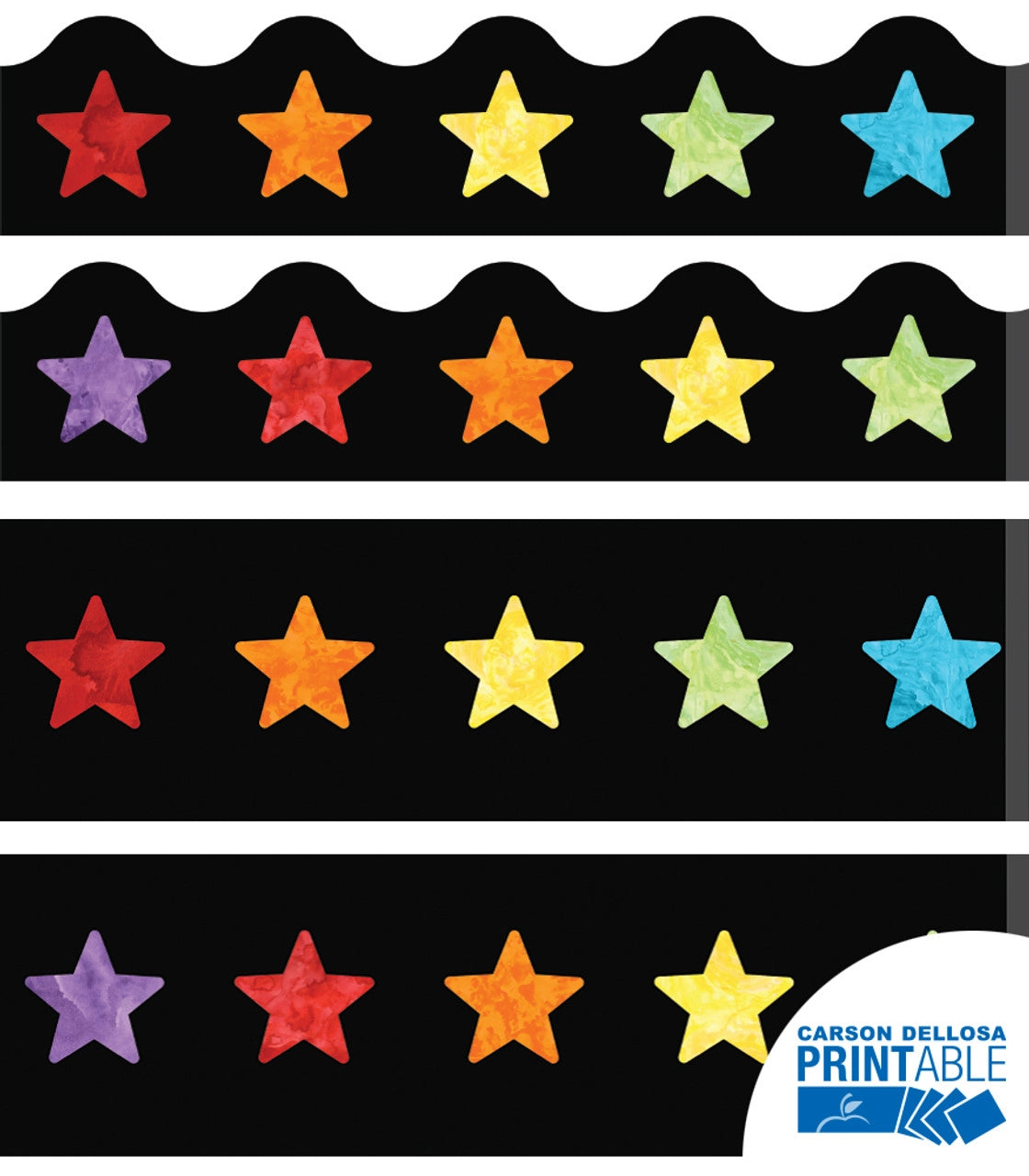 Watercolor Stars Printable Borders Set