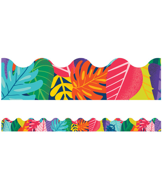 Colorful Leaves Scalloped Borders