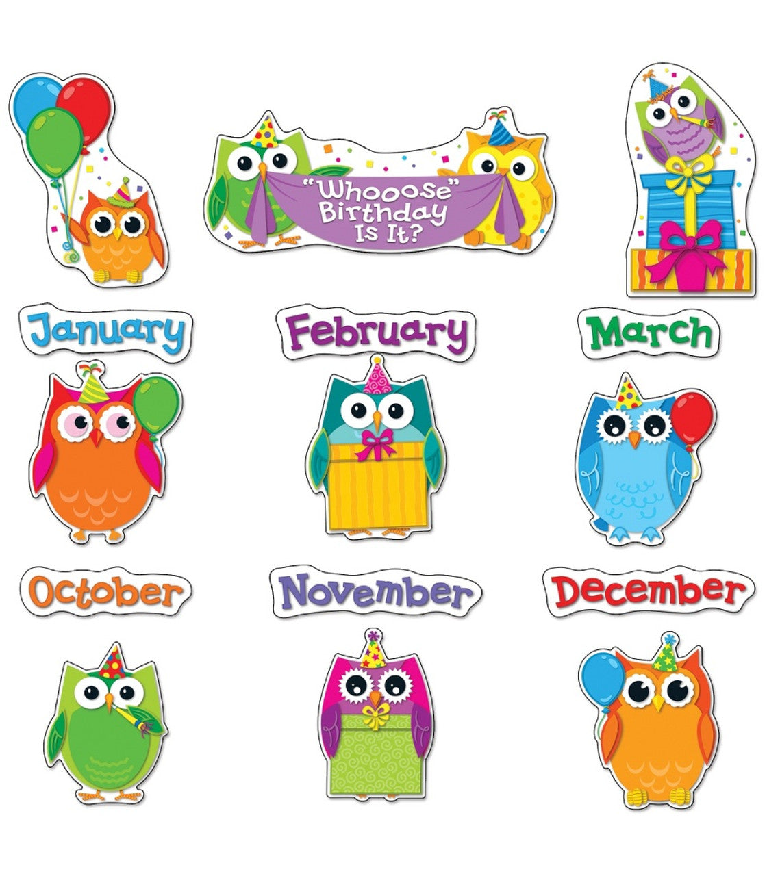 Colorful Owls Birthday Bulletin Board Set