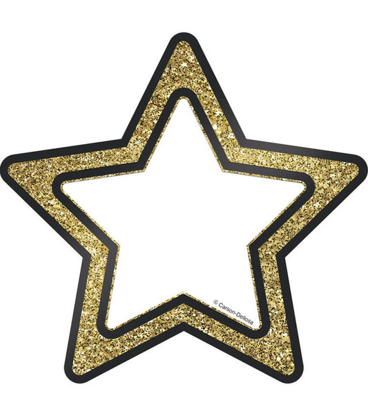 Gold Glitter Stars 5 inch Cutouts