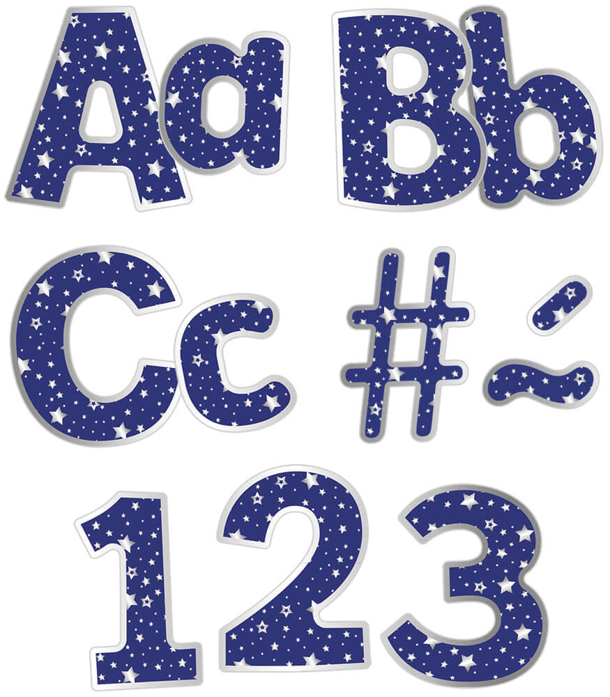 4in Navy with Silver Stars Bulletin Board Letters