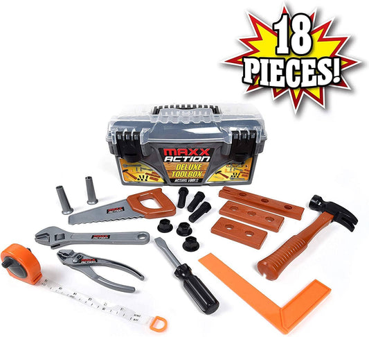 Maxx Action Tool Box 18 Piece Toy Playset