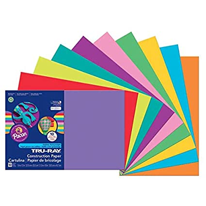 Construction Paper, 50% Recycled, Assorted Colors, 12" x 18", Pack of 50 Sheets