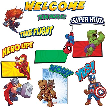 Eureka Back to School Marvel Avengers Superhero 'Welcome' Bulletin Board and Classroom Decorations, 24 pc, 17'' W x 24'' L