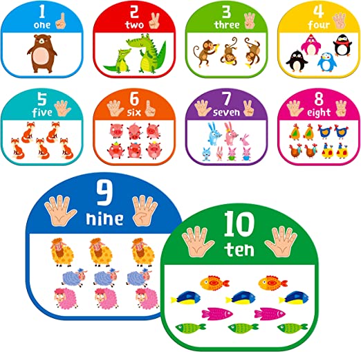 10 PCS Number Posters, Numbers Learning Bulletin Board Set School Decoration