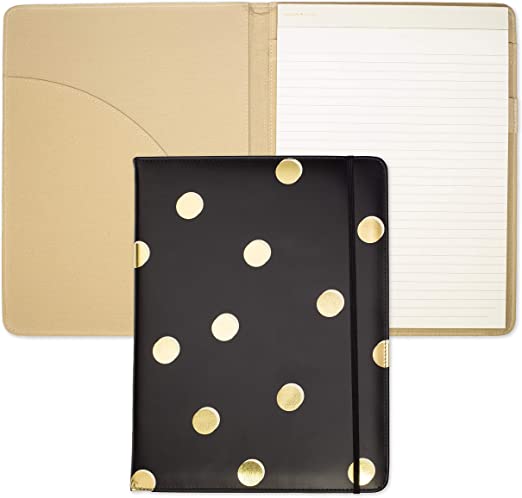 Kate Spade New York Black/Gold Leatherette Notepad Folio