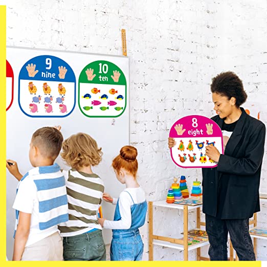 10 PCS Number Posters, Numbers Learning Bulletin Board Set School Decoration