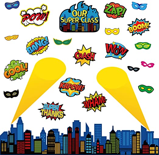 Superhero Bulletin Board 52 pieces