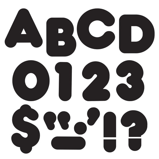 Black 4-Inch Casual Uppercase Ready Letters