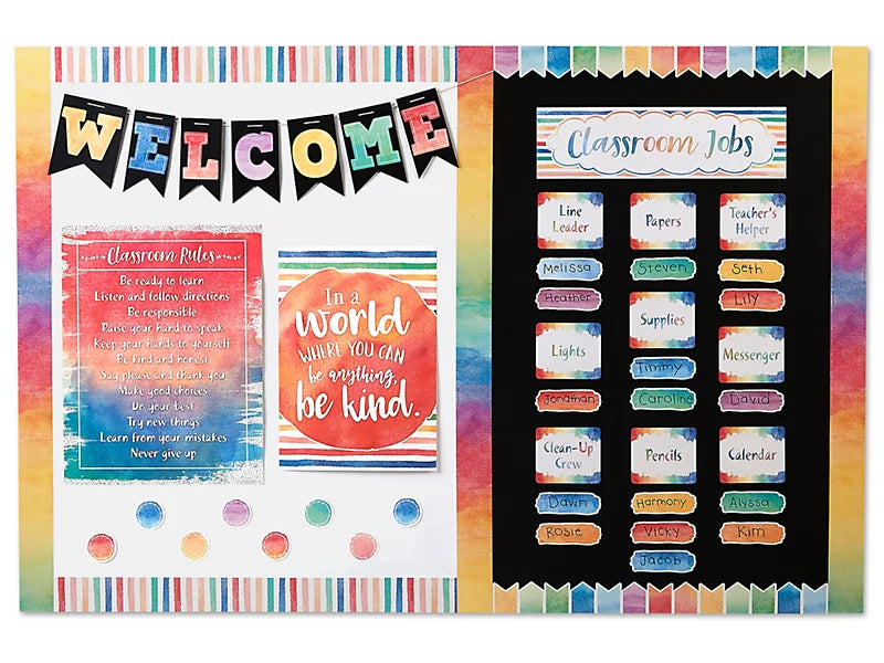 Watercolor Classroom Jobs Bulletin Board Set
