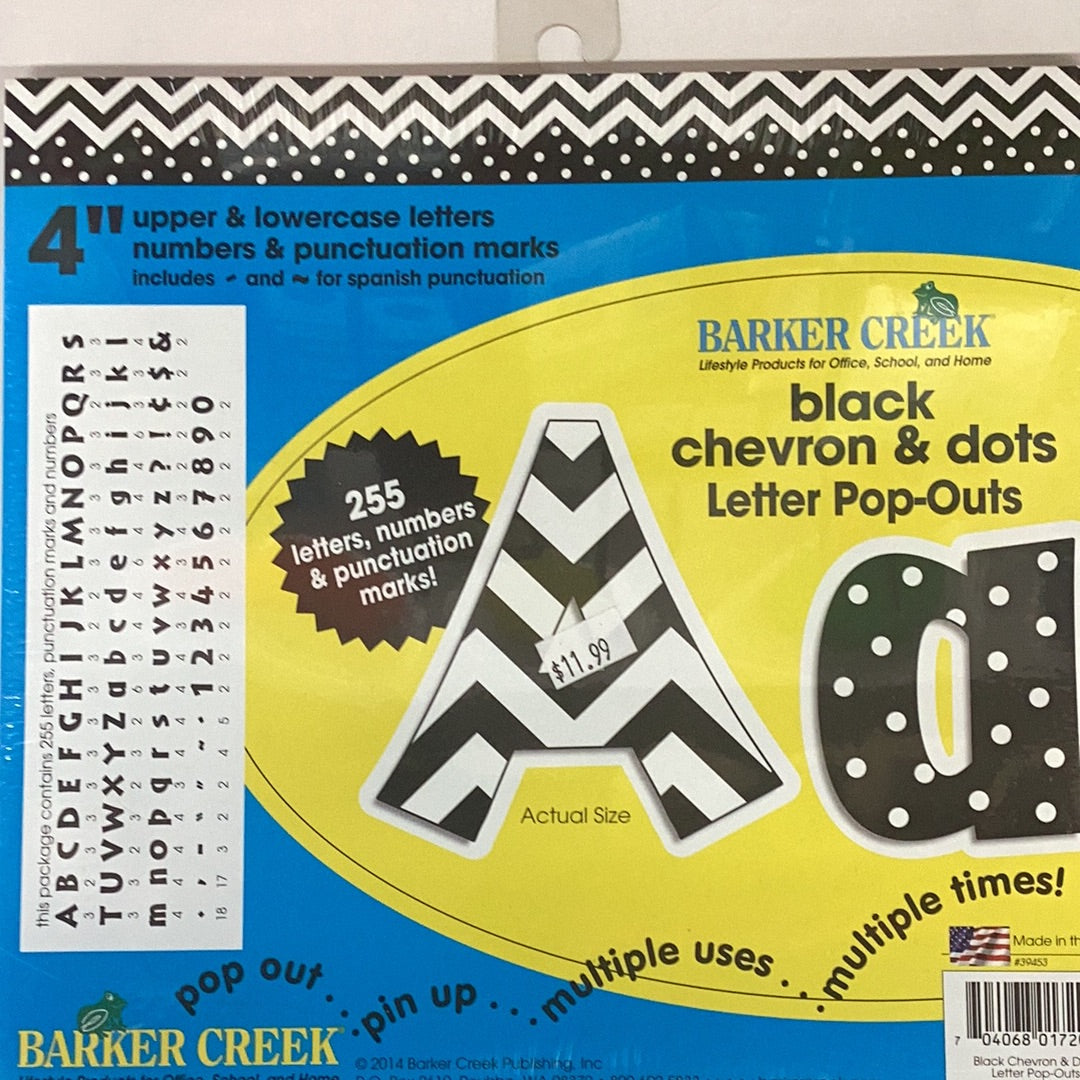Barker Creek Black Chevron & Dots Letter Pop-Outs
