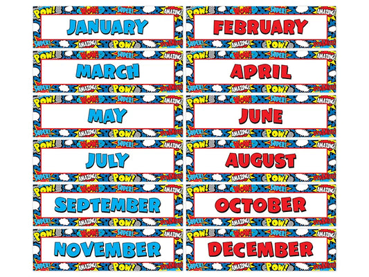 Superhero Months of the Year Bulletin Board Set