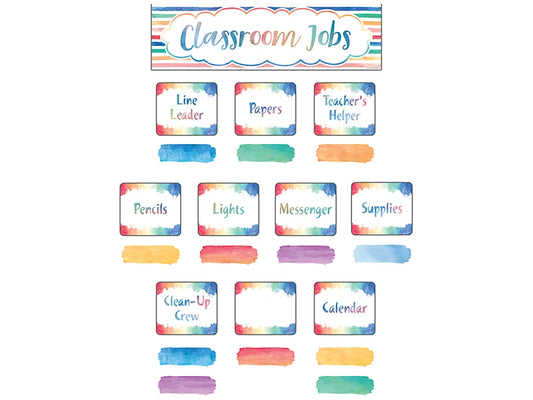 Watercolor Classroom Jobs Bulletin Board Set